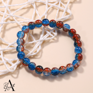 Multicolor🍡🧮 Crackle Bead Bracelet - Red & Blue💙Sparkle Design For women Best Gift🛍️ item.